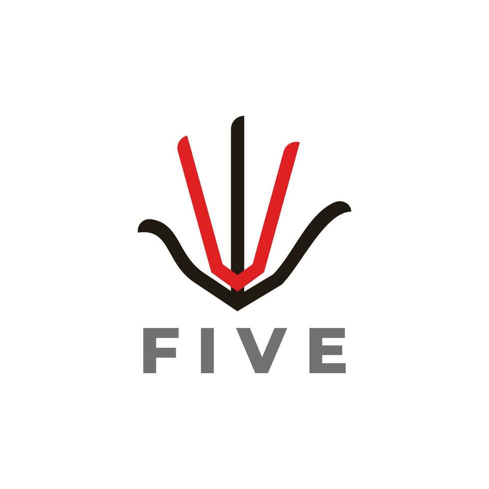 mão palma cinco dedos símbolo logotipo vetor