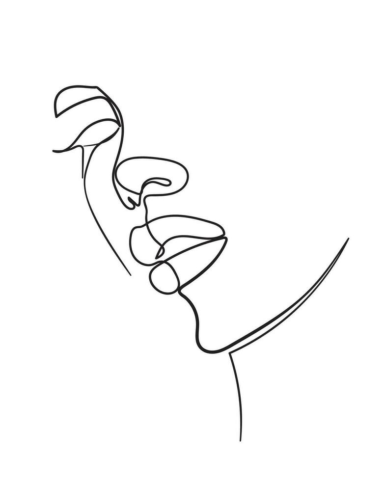 1 linha desenhando face. abstrato mulher retrato. moderno minimalismo arte. - vetor ilustração