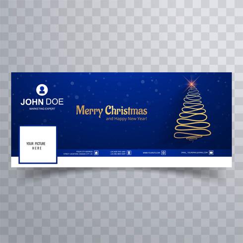 Árvore de Natal feliz com o modelo de banner de capa do facebook vetor