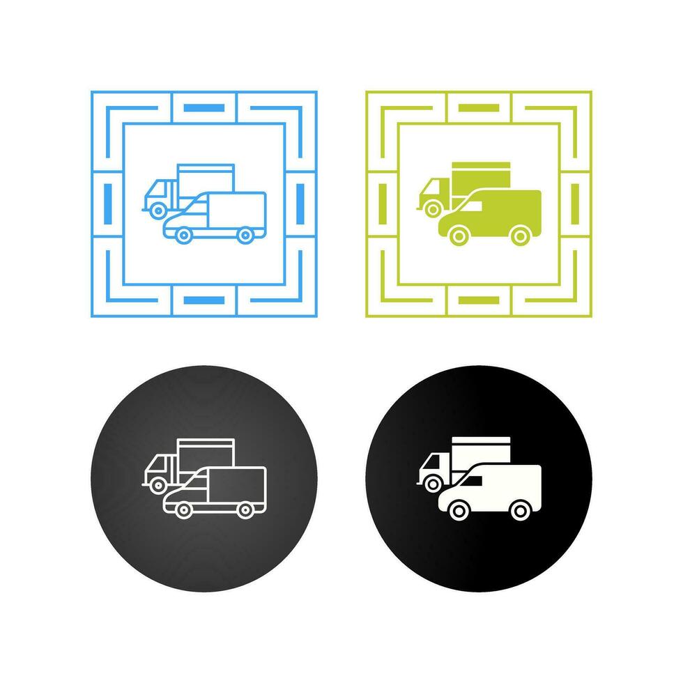 ícone de vetor de caminhões estacionados