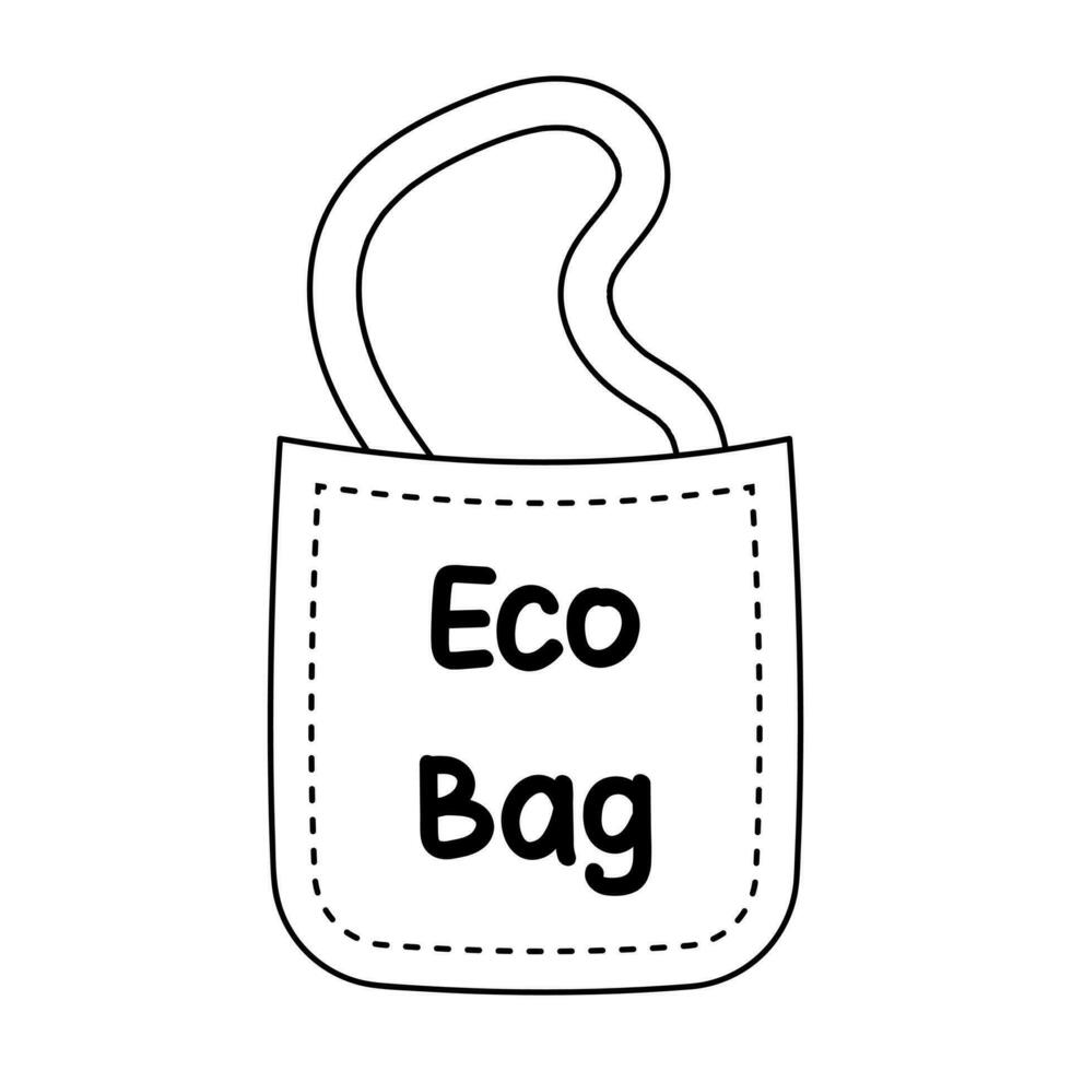 eco saco dentro rabisco estilo. linha mão desenhado ícone. zero desperdício, ecologia, não plástico conceito. vetor