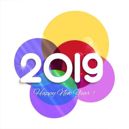 Celebração 2019 colorido feliz ano novo vetor de fundo