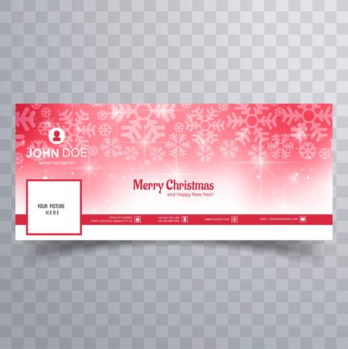 Feliz Natal floco de neve com vetor de modelo de banner do facebook