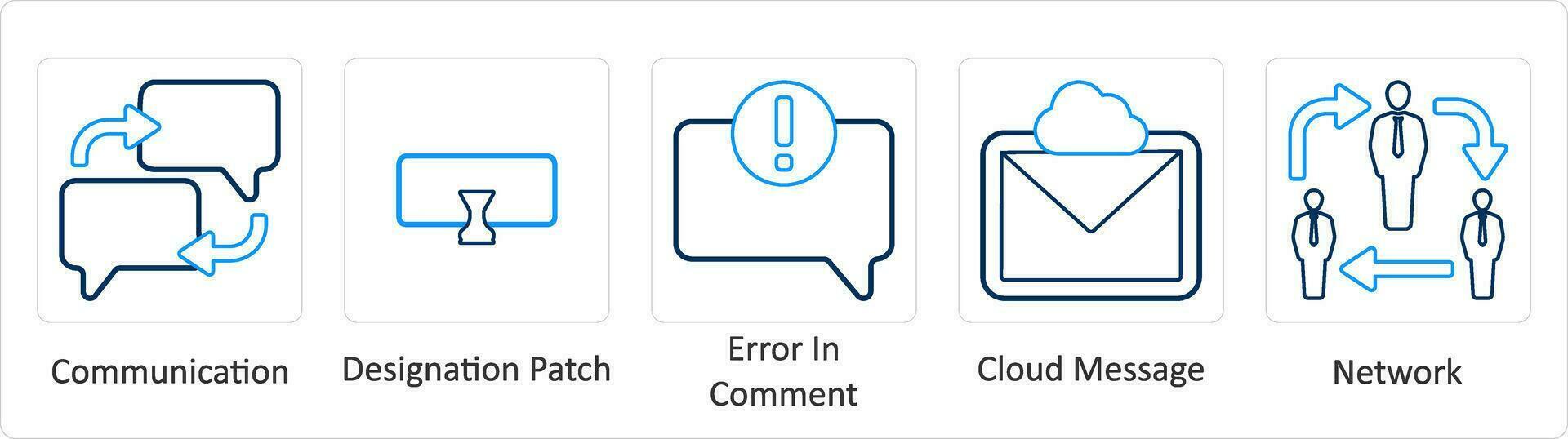 uma conjunto do 5 misturar ícones Como comunicação, designação correção, erro dentro Comente vetor
