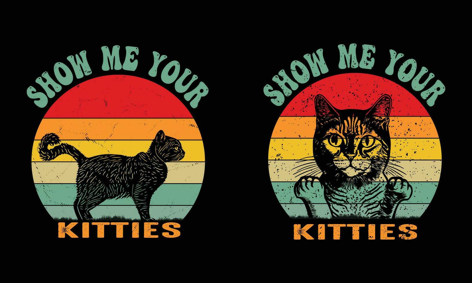 mostrar mim seu gatinhos -t camisa Projeto. gato vintage camisa Projeto. vetor
