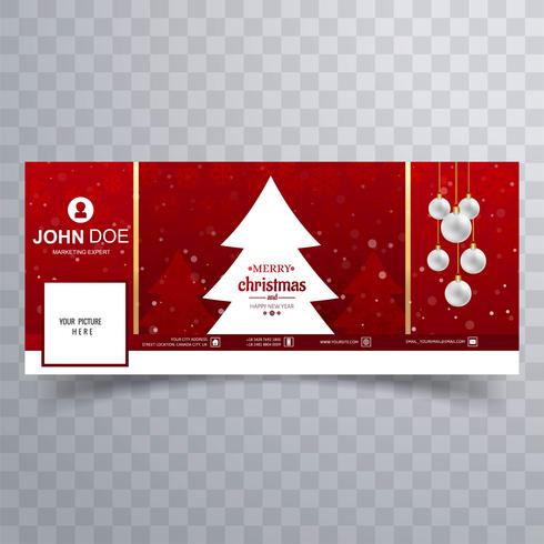 Bola de Natal feliz com design de modelo de banner do facebook vetor