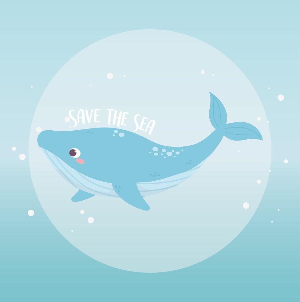 salve o mar baleia ambiente ecologia desenho animado design vetor