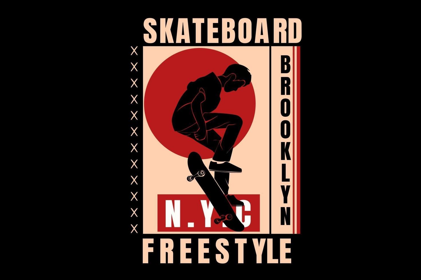 skate brooklyn freestyle cor vermelho e creme vetor