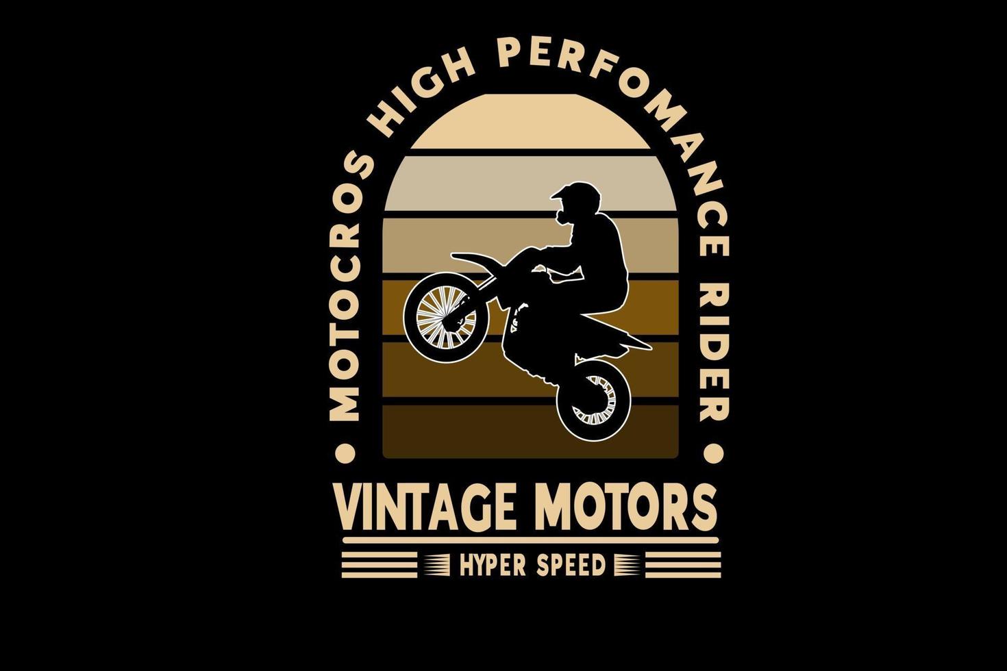 motocross motocross high performance motors vintage cor marrom gradiente vetor