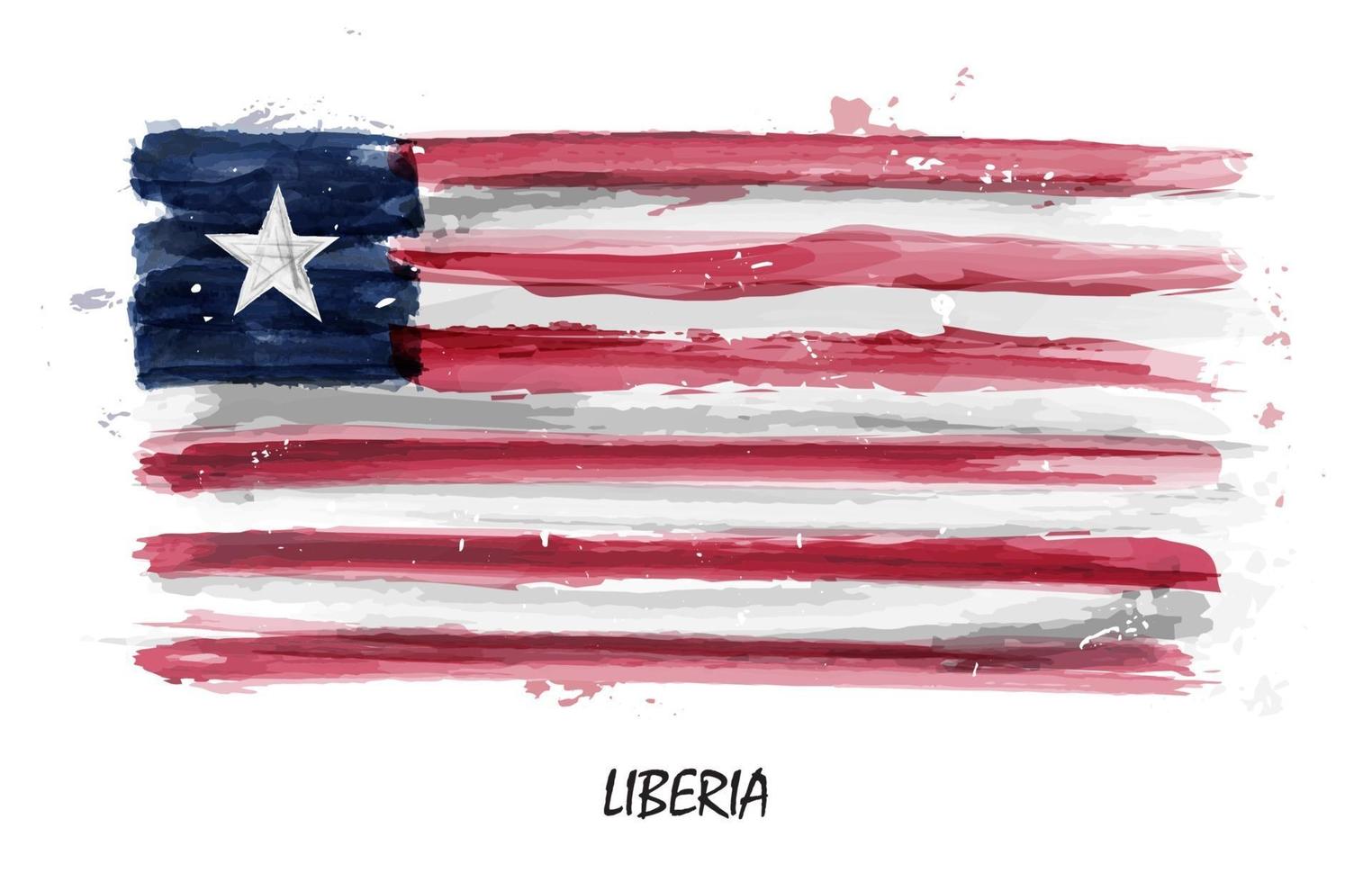 Bandeira de pintura em aquarela realista da Libéria. vetor. vetor