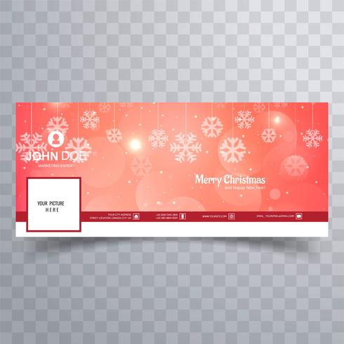 Feliz Natal floco de neve com vetor de modelo de banner do facebook