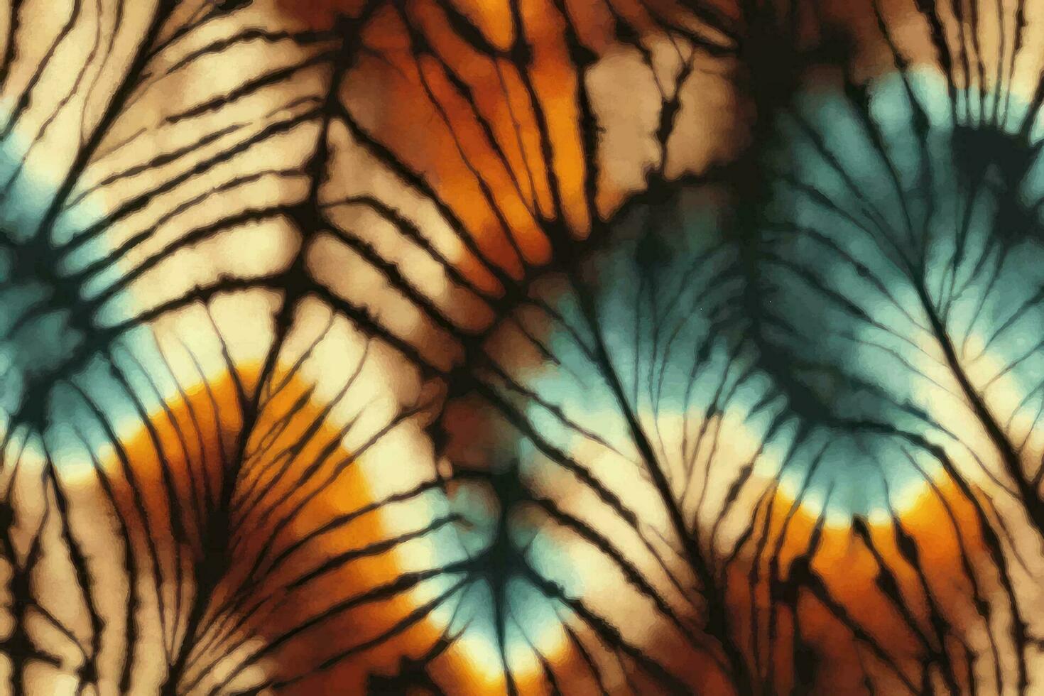 gravata corante shibori amarrar morrer abstrato pintura batik escova tinta espiral redemoinho tecido retro botânico círculo Projeto geométrico repetir desenhando telha vetor verde Castanho Sombrio azul cores , terra tom penas