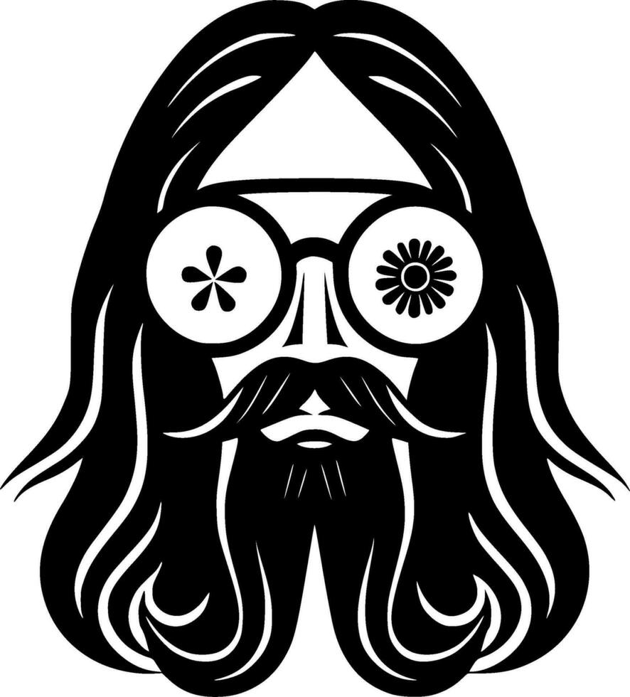 hippie, Preto e branco vetor ilustração