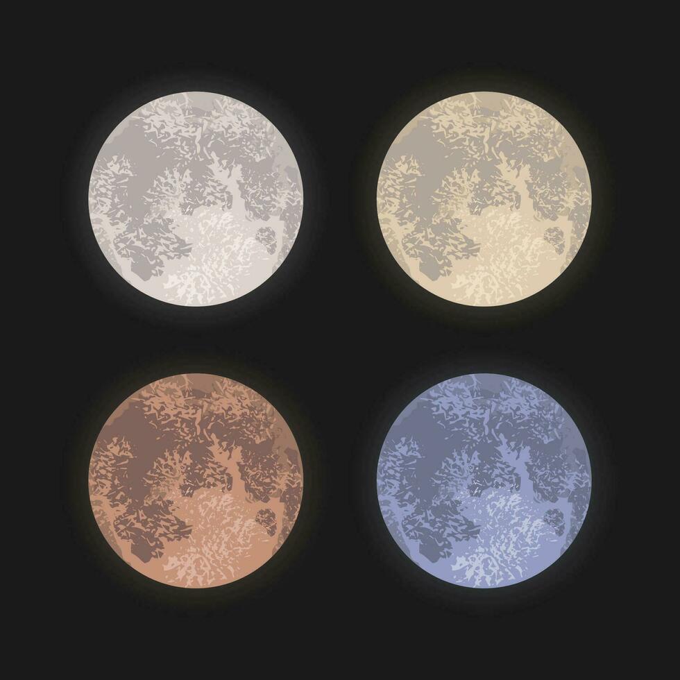 cheio lua dentro branco, amarelo, vermelho, azul cores vetor