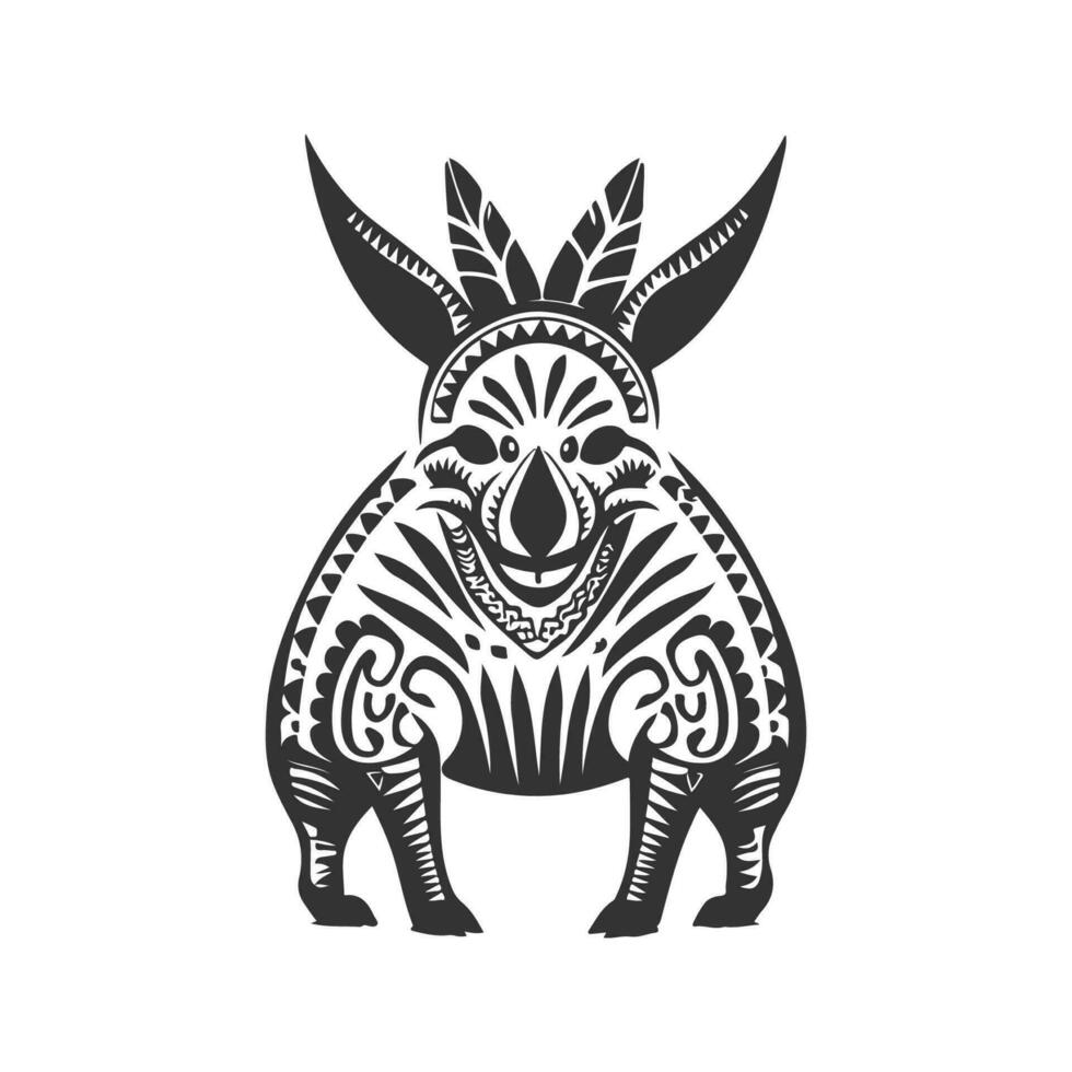 porco-da-terra tribal, vintage logotipo linha arte conceito Preto e branco cor, mão desenhado ilustração vetor