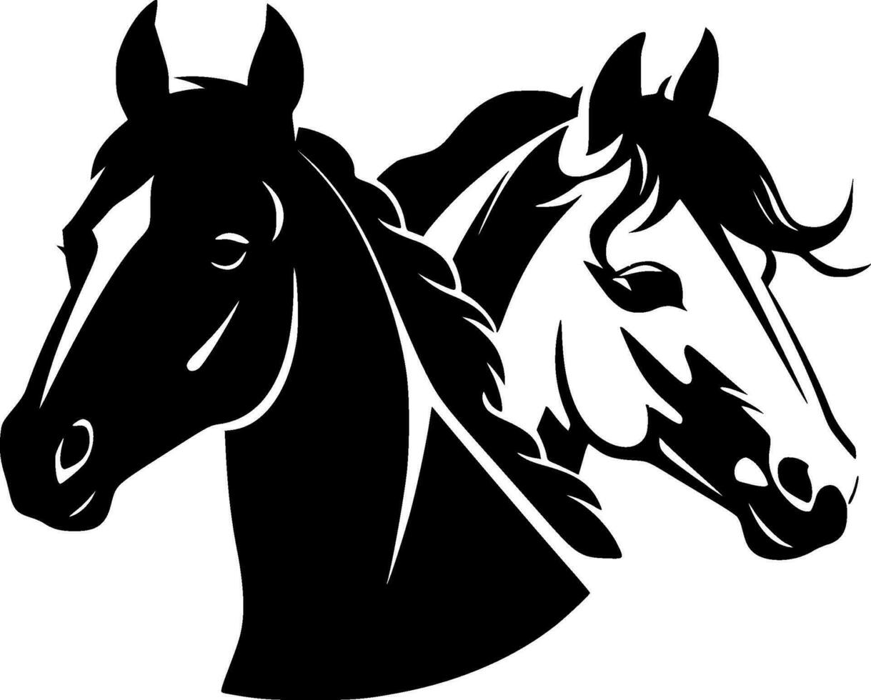 cavalos, Preto e branco vetor ilustração