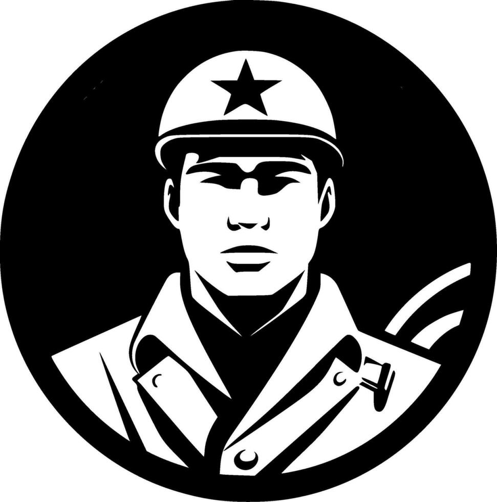 militares - Preto e branco isolado ícone - vetor ilustração