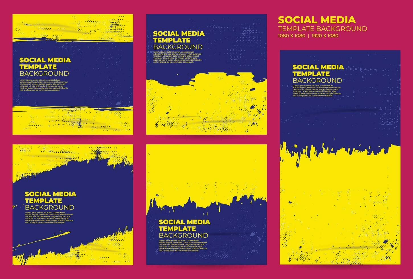 social meios de comunicação postar modelo fundo vetor, azul e amarelo grunge social meios de comunicação faixas vetor