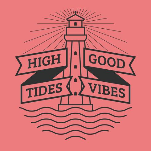 Unique High Tides Boas Vibes Lettering Vetores
