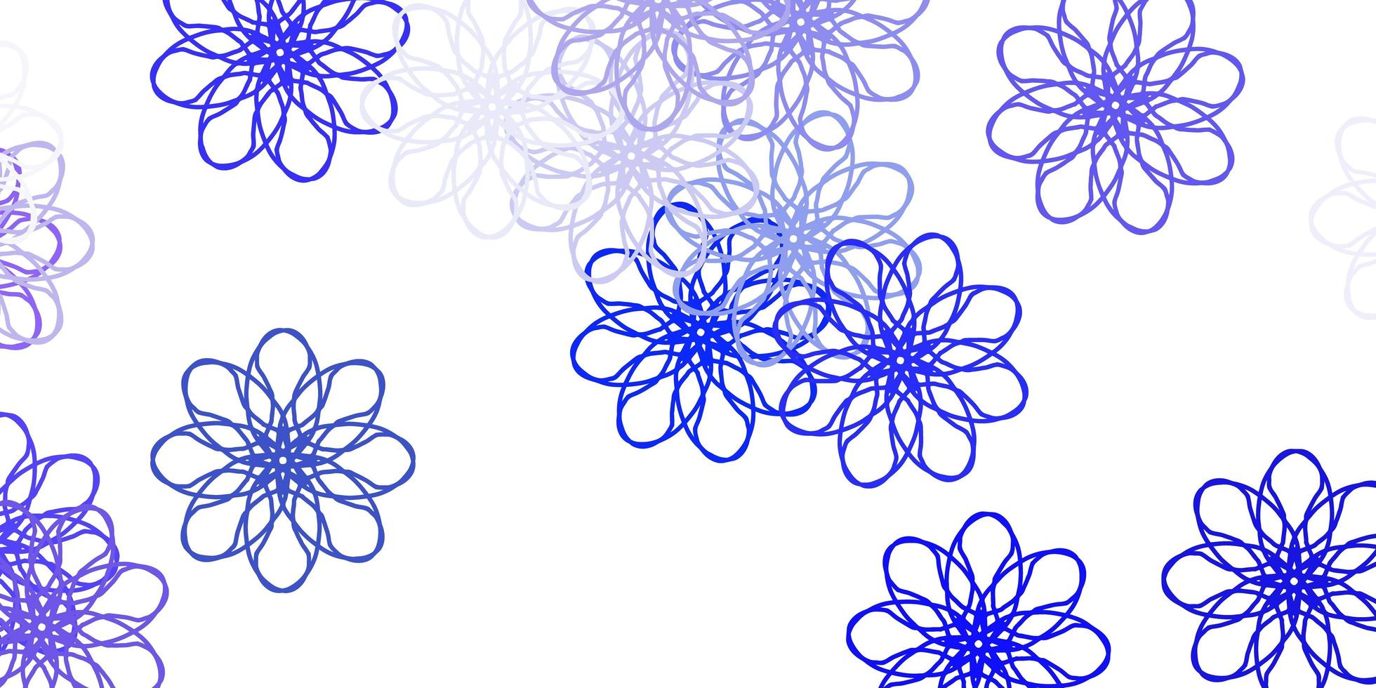 padrão de doodle de vetor roxo claro com flores