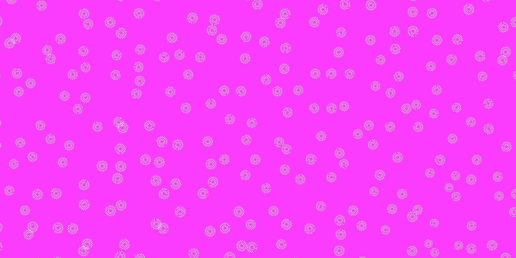 padrão de doodle de vetor roxo claro com flores