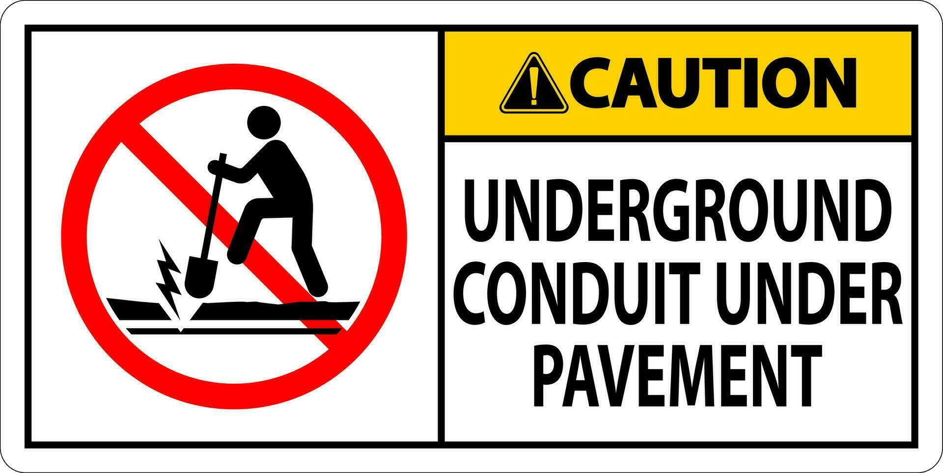 Cuidado sinal, subterrâneo conduta debaixo calçada vetor