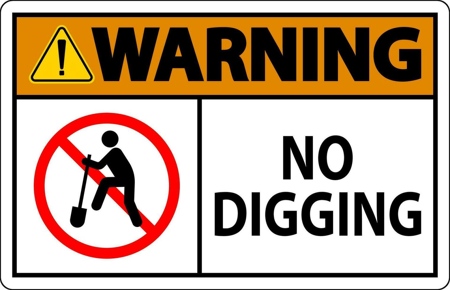 Atenção sinal, não escavação placa vetor