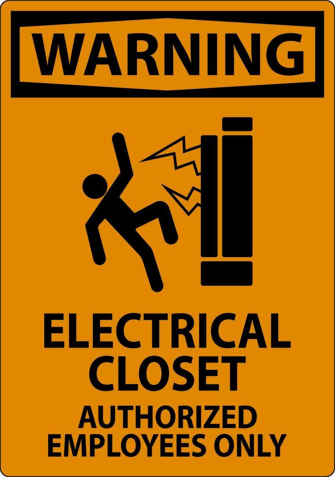Atenção placa elétrico armário de roupa - autorizado empregados só vetor