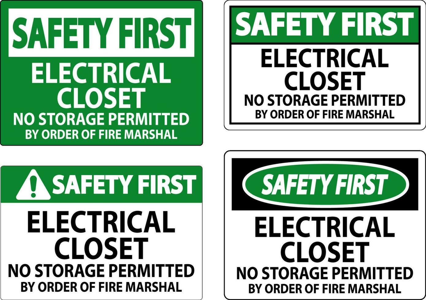 segurança primeiro placa elétrico armário de roupa - não armazenamento permitido de ordem do fogo marechal vetor