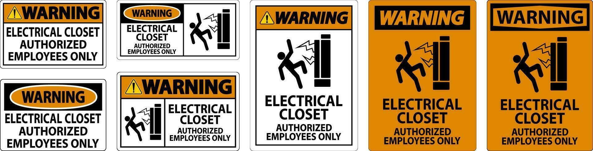 Atenção placa elétrico armário de roupa - autorizado empregados só vetor