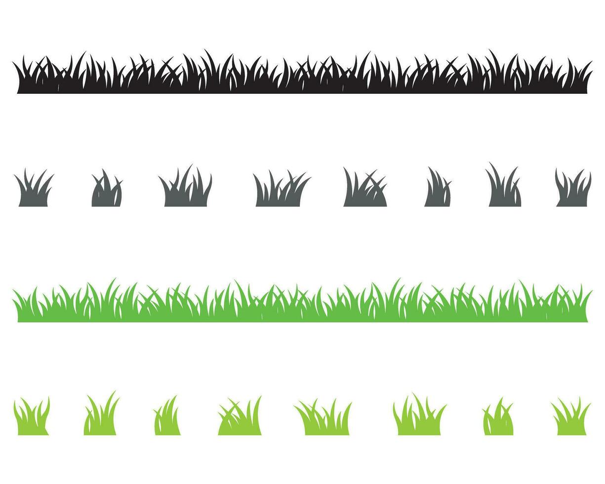 conjunto do verde Relva silhuetas isolado em branco fundo. natural, eco, biografia, orgânico. vetor