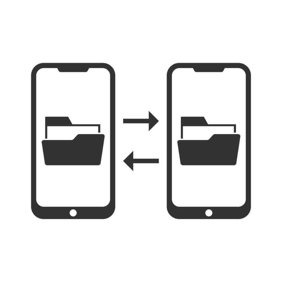 vetor ilustração do transferir Smartphone pastas ícone dentro Sombrio cor e branco fundo