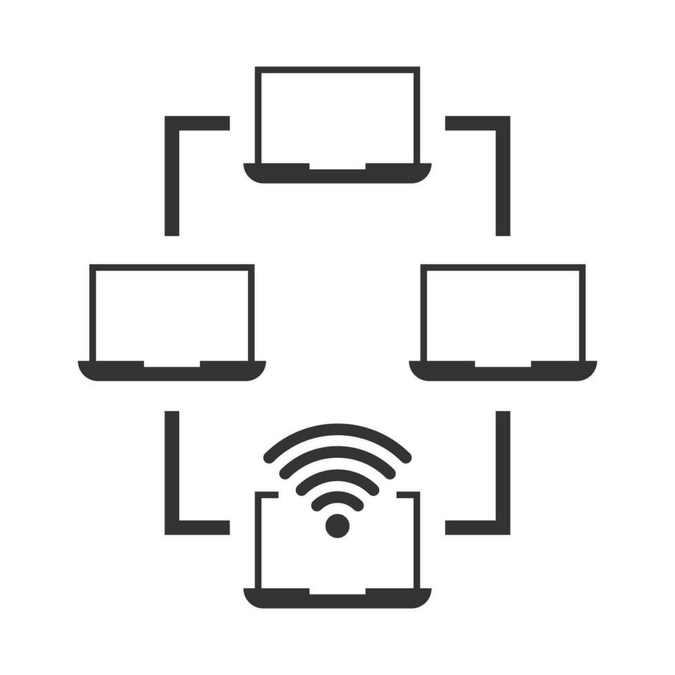 vetor ilustração do computador portátil conexão ícone dentro Sombrio cor e branco fundo