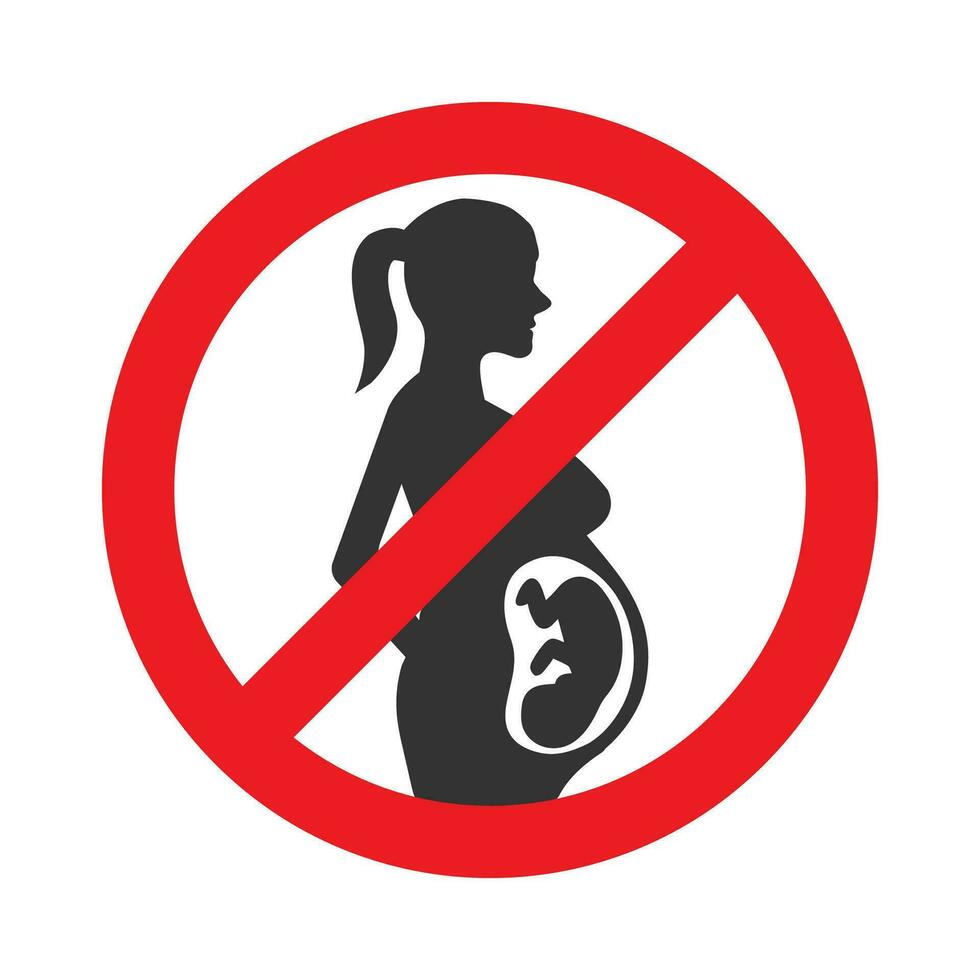 vetor ilustração do grávida mulheres estão Proibido ícone dentro Sombrio cor e branco fundo