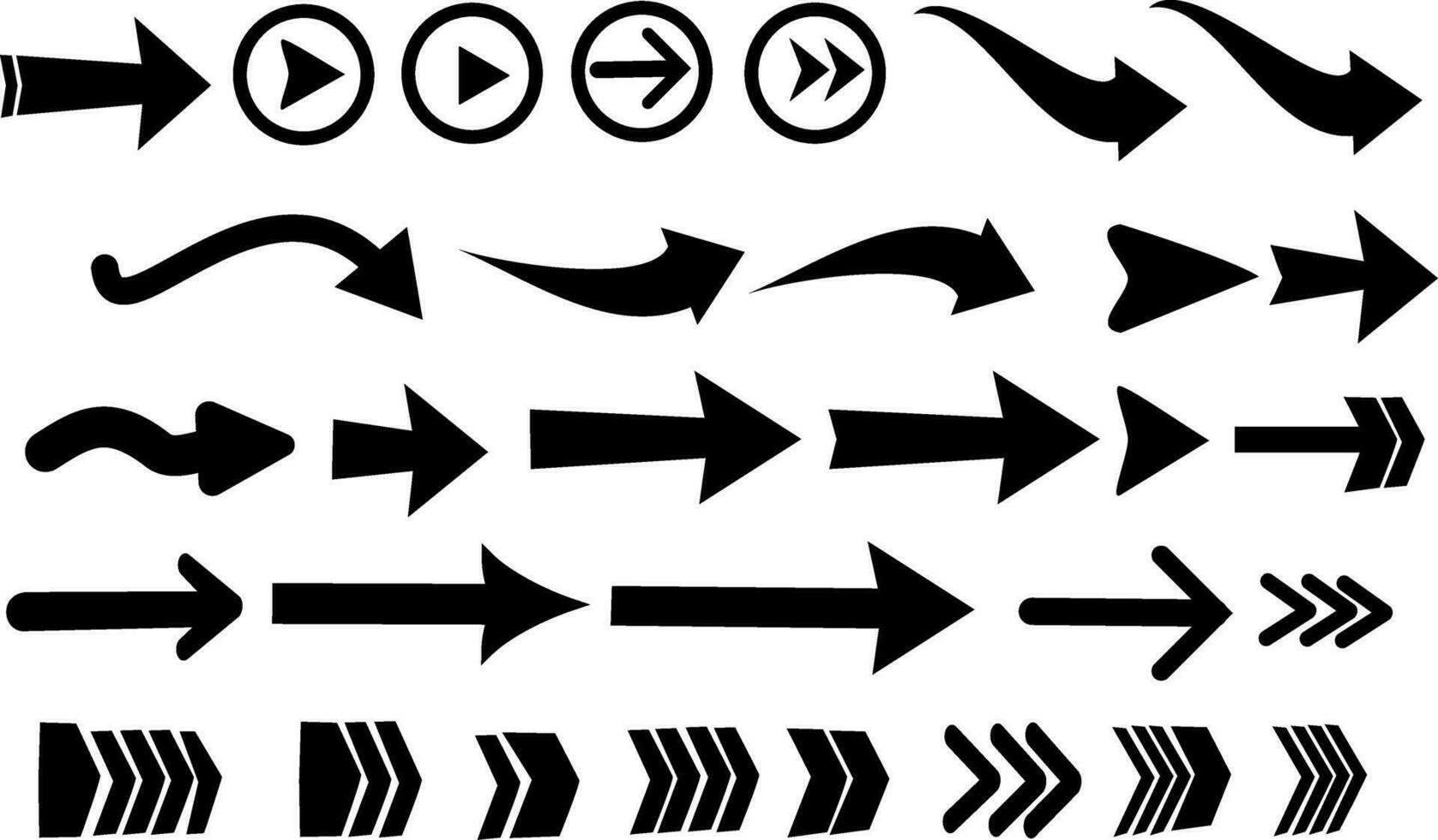conjunto do Novo estilo Preto vetor Setas; flechas isolado em branco fundo. substituível vetor ícone seta. Setas; flechas vetor ilustração coleção.