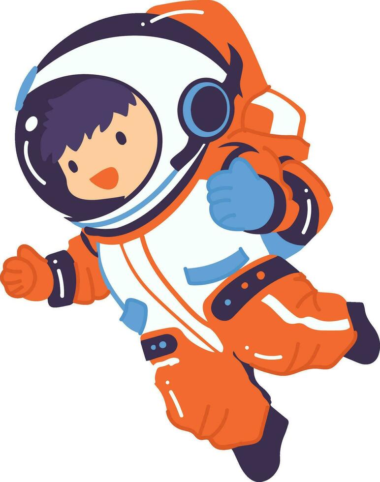 mão desenhado astronauta Garoto dentro plano estilo vetor
