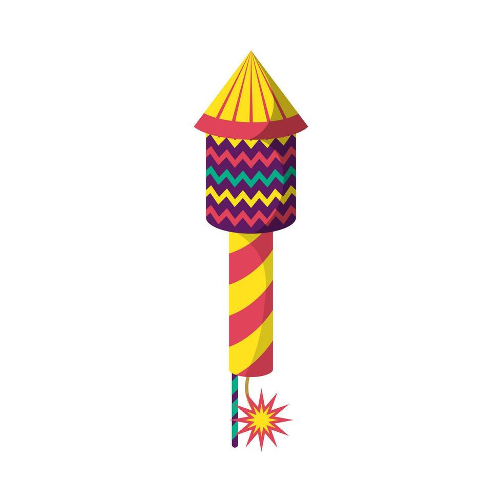 desenho animado cor tradicional fogo de artifício ou pirotecnia foguete ícone. vetor