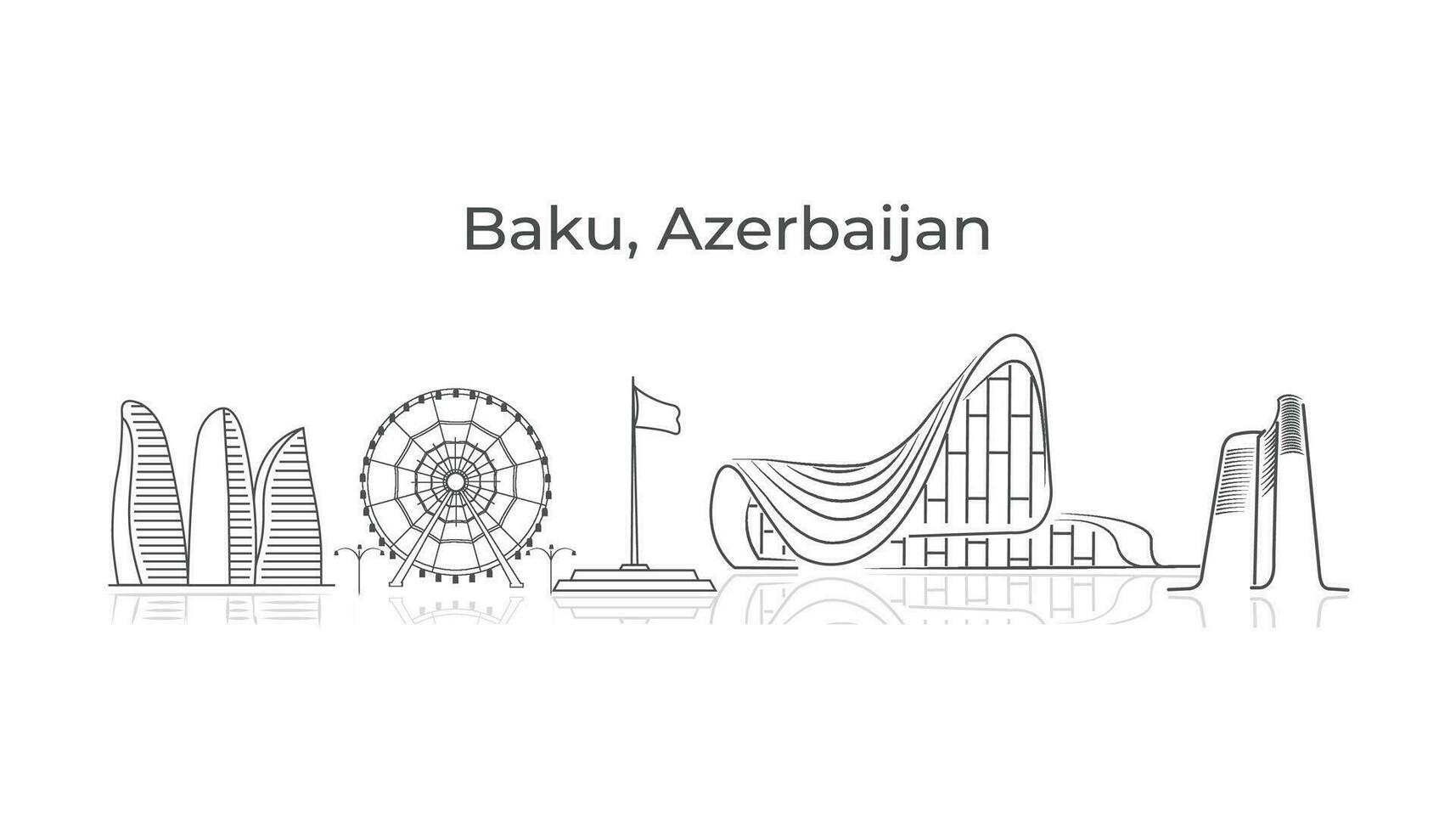 Baku, Azerbaijão linha Horizonte silhueta. acidente vascular encefálico vetor ilustração