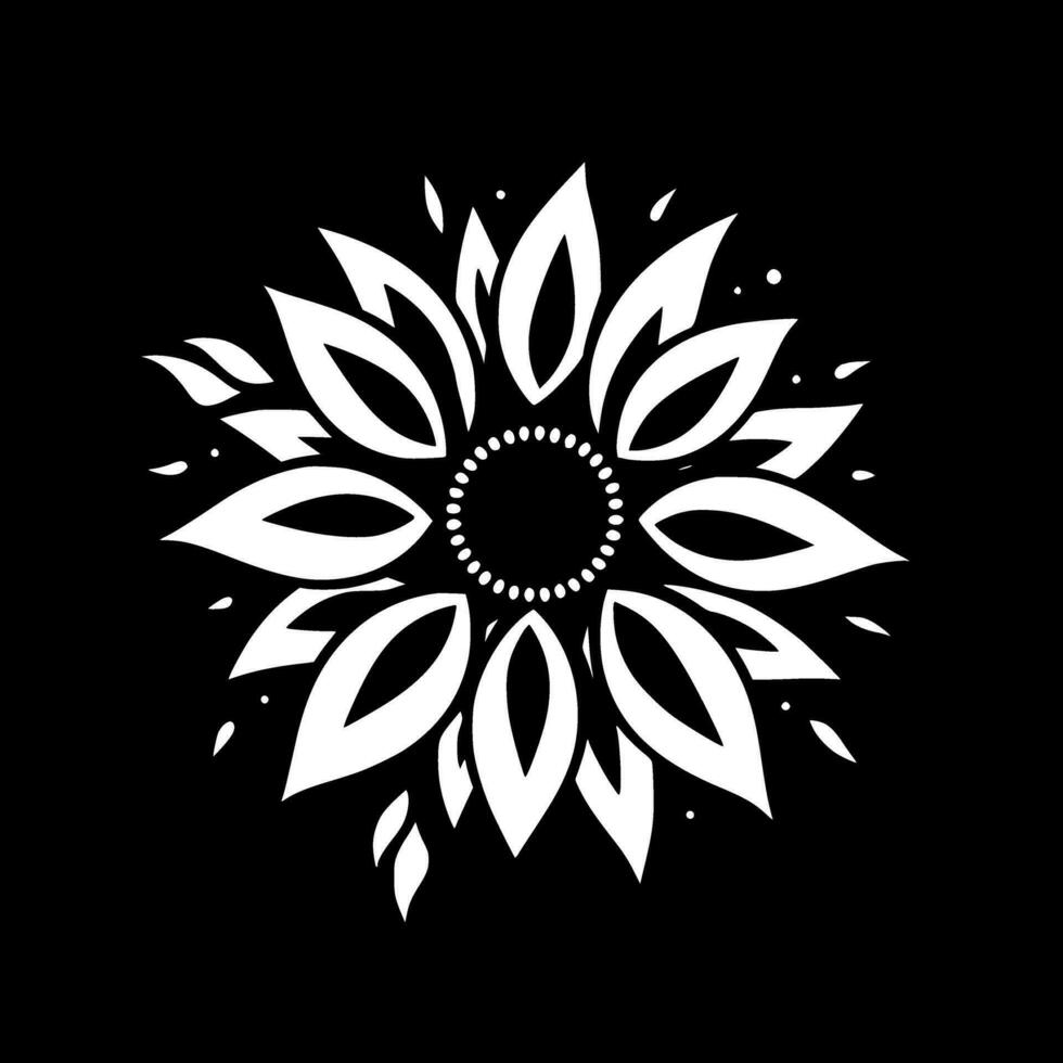 flor - Preto e branco isolado ícone - vetor ilustração