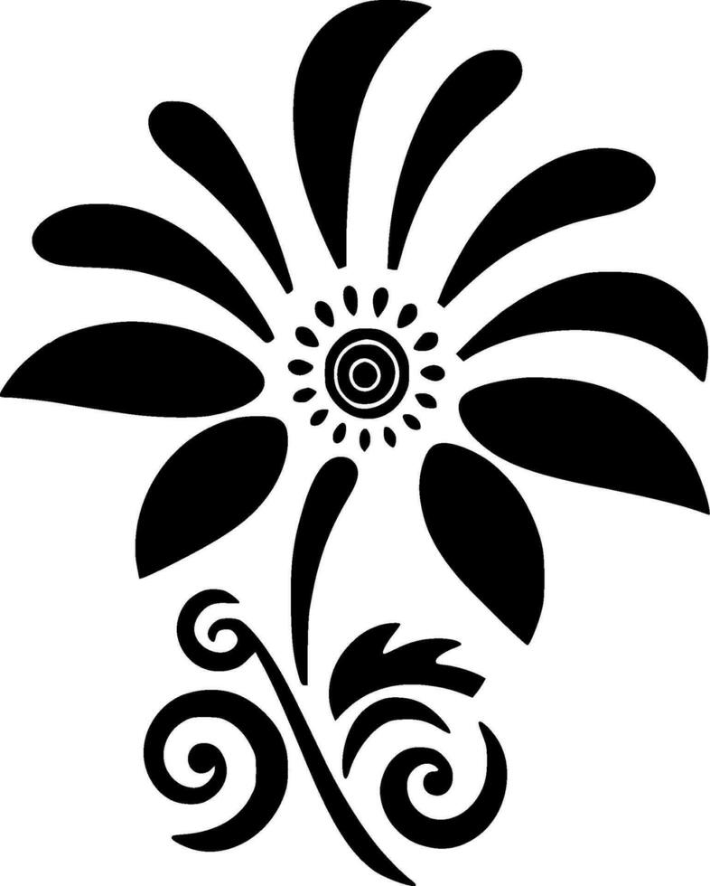 flor - Preto e branco isolado ícone - vetor ilustração