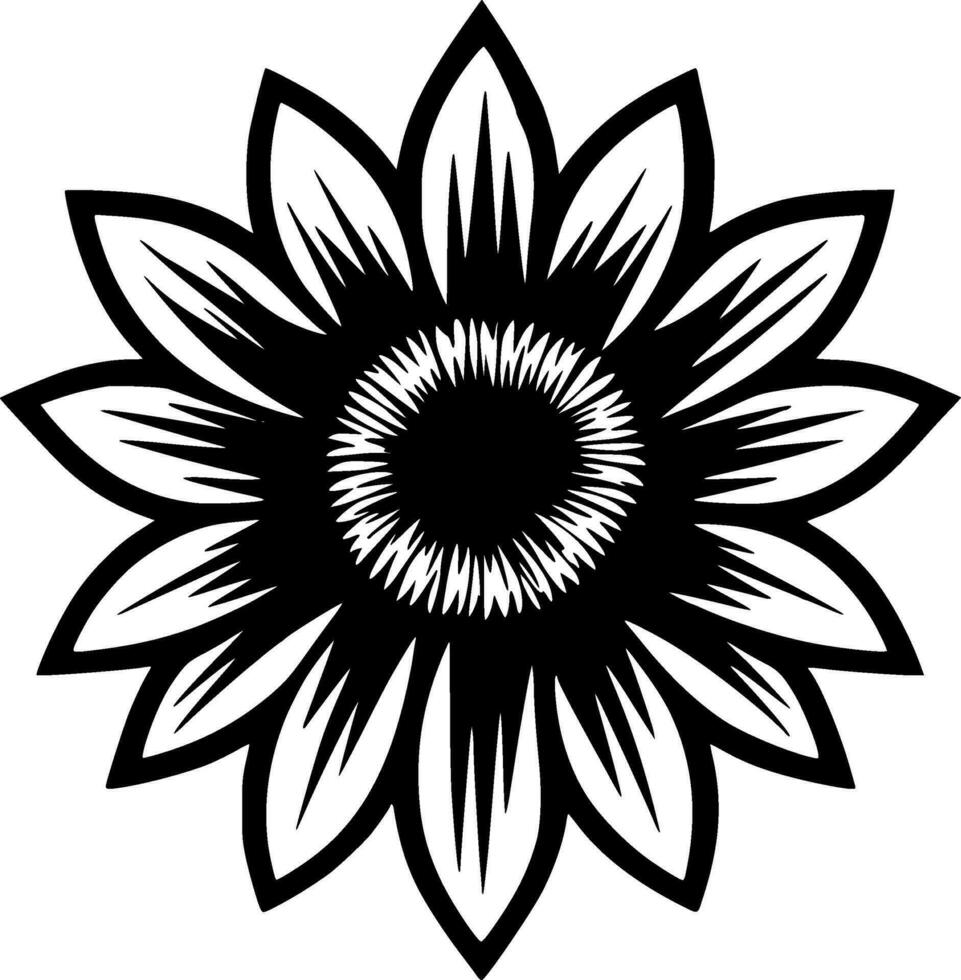 flor, Preto e branco vetor ilustração