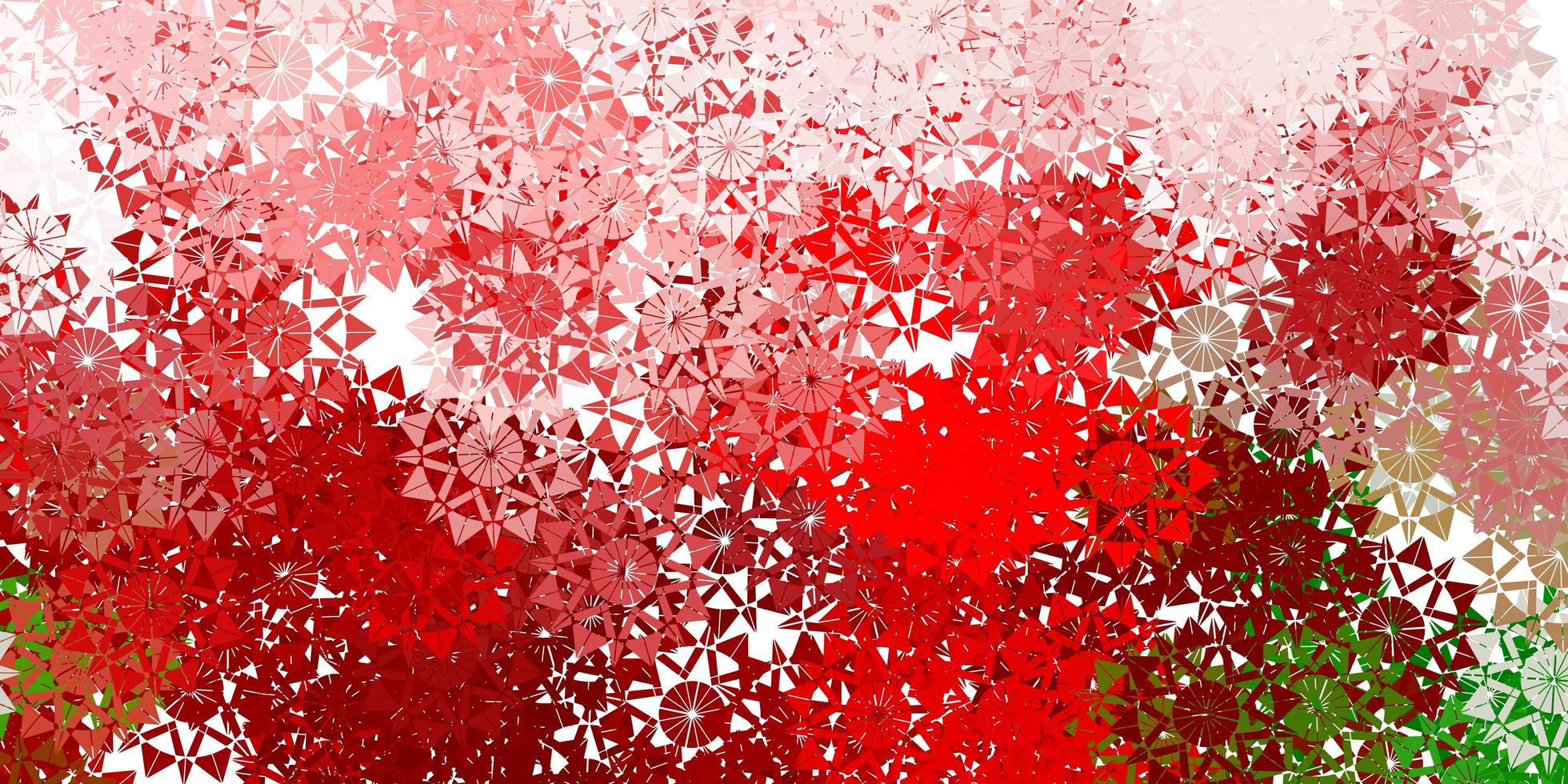 fundo vector vermelho verde claro com flocos de neve de natal