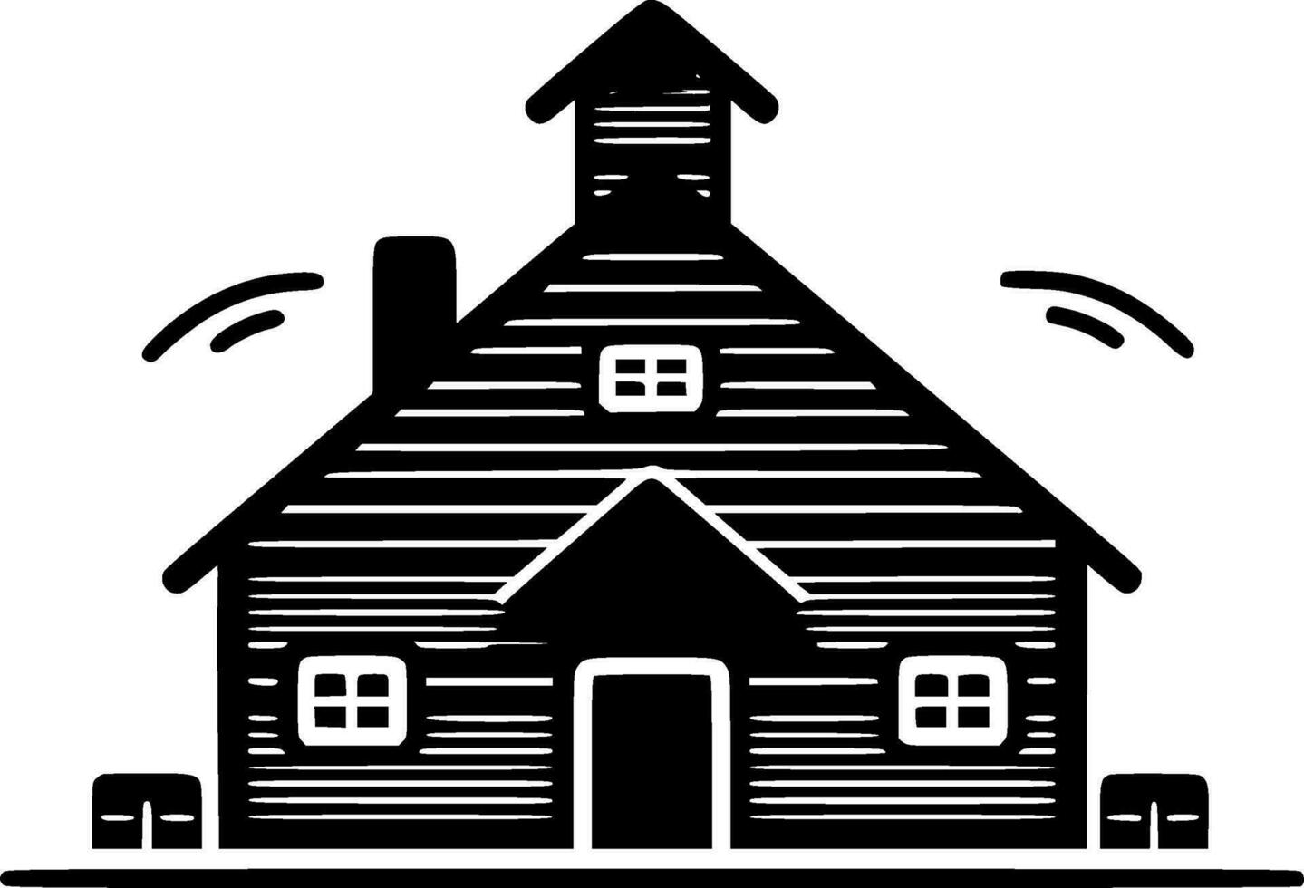 casa de fazenda, Preto e branco vetor ilustração