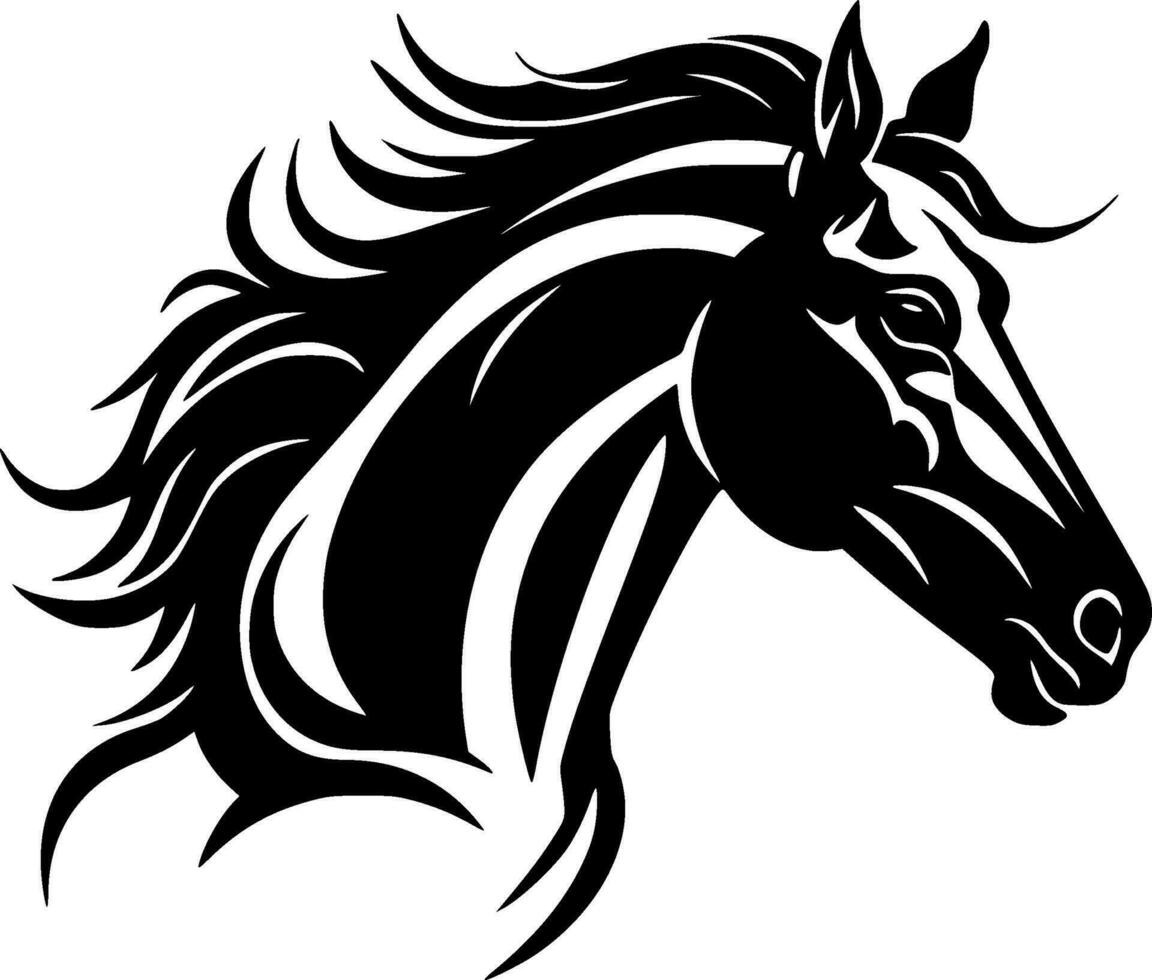 cavalo, Preto e branco vetor ilustração