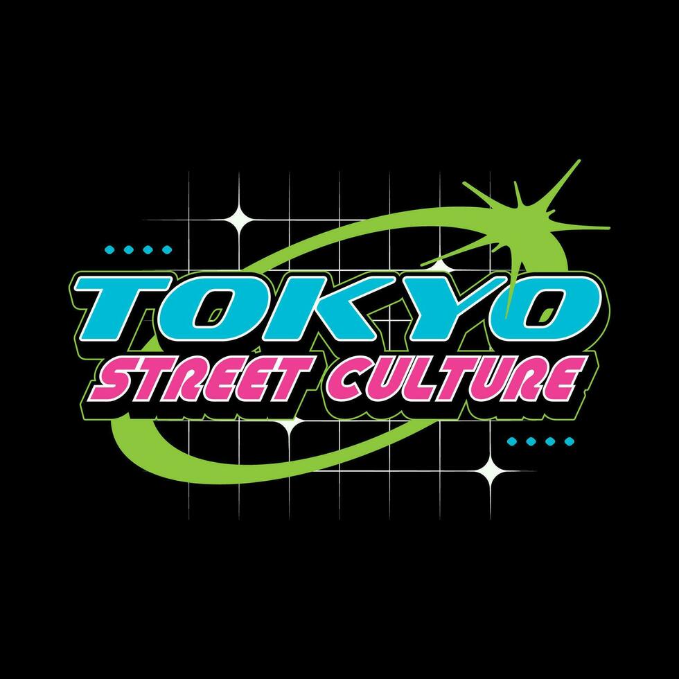 Tóquio Japão ano 2000 streetwear camiseta slogan tipografia estilo logotipo vetor ícone Projeto ilustração. poster, bandeira, roupas, slogan camisa, adesivo, distintivo, emblema
