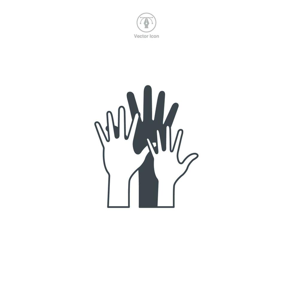 múltiplo mãos elevado ícone símbolo vetor ilustração isolado em branco fundo