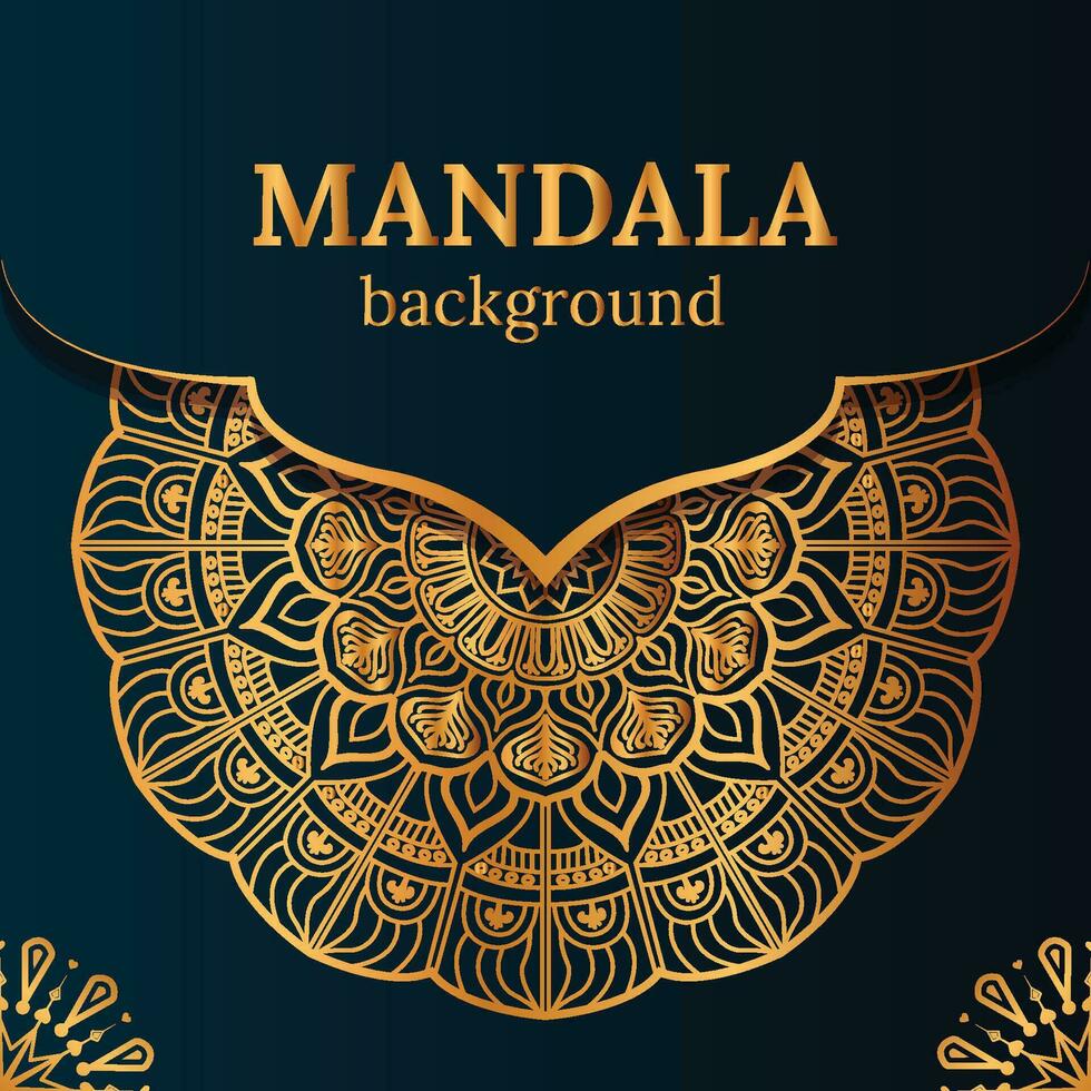 fundo de mandala de luxo com arabesco dourado padrão árabe islâmico estilo oriental. mandala decorativa para impressão, pôster, capa, brochura, panfleto, banner vetor