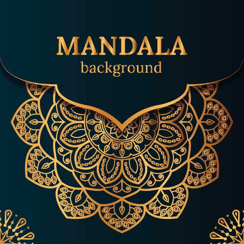 fundo de mandala de luxo com arabesco dourado padrão árabe islâmico estilo oriental. mandala decorativa para impressão, pôster, capa, brochura, panfleto, banner vetor