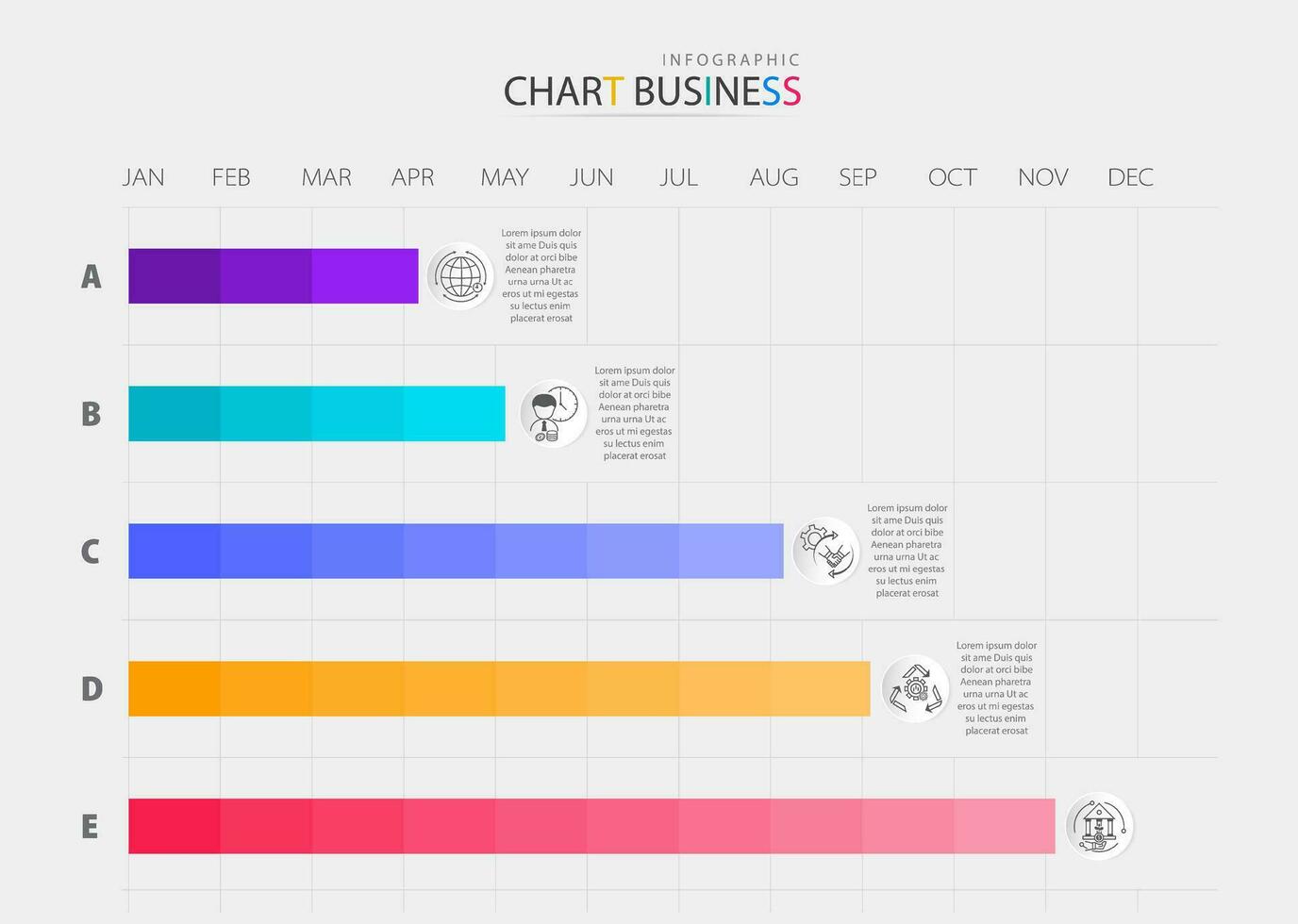 gráficos infográfico 12 meses moderno Linha do tempo diagrama calendário separado vetor