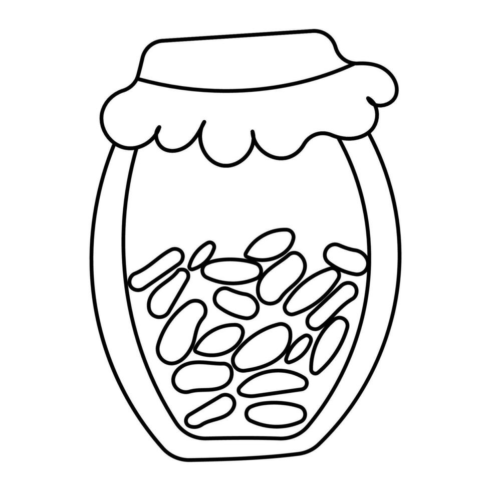 enlatado jarra legumes linha rabisco ícone elemento vetor